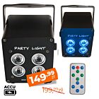 LIGHT4ME ACCU PAR 4x3W reflektor akumulatorowy 3600 mAh czarny efekt świetlny RGB LED pilot bezprzewodowy