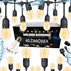 DH LIGHT GARLAND 401 girlanda świetlna ogrodowa zewnętrzna sznur oświetleniowy 20 m 40x żarówka E27 LED 1W pojedynczy żarnik