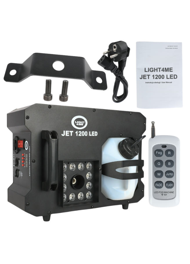 LIGHT4ME JET 1200 LED wytwornica dymu pionowego pilot bezprzewodowy efekt świetlny RGB