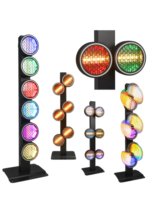 EVOLIGHTS LUMEN ROTO ruchome oświetlenie sceniczne LED retro vintage 6x40W WW+192x0,5W RGB+186x0,2W RGB efekt tła ring ciepły biały 2x uchwyt montażowy omega