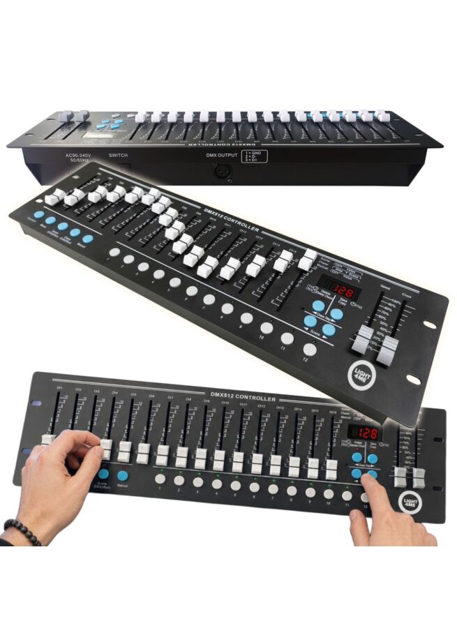 LIGHT4ME DMX 192 F16 sterownik DMX 192-kanałowy 16 suwaków rack 19" 3U