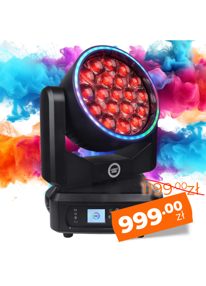 LIGHT4ME ZOOM WASH 19X15 RING głowica ruchoma LED oświetlenie sceniczne