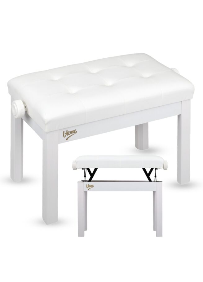 V-TONE PB3 WH ława do pianina keyboardu biała tapicerowana siedzisko dla muzyka regulowana 47-55 cm do 140 kg