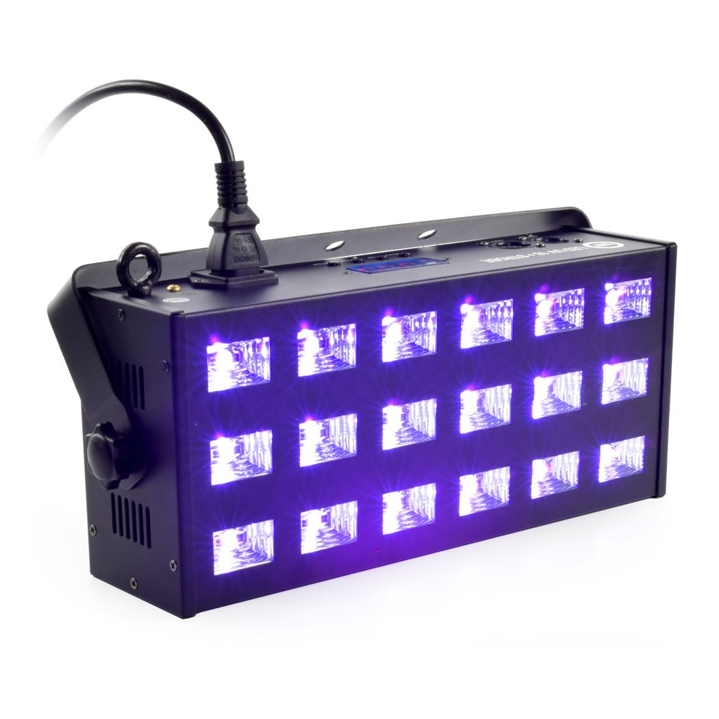 LIGHT4ME LED UV 18x3W reflektor + stroboskop DMX