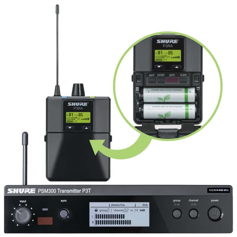 SHURE PSM 300 bezprzewodowy odsłuch monitor in-ear  P3TERA-H20 (518-542 MHz)