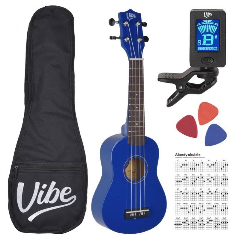 VIBE UK21 zestaw ukulele sopranowe niebieskie BLUE