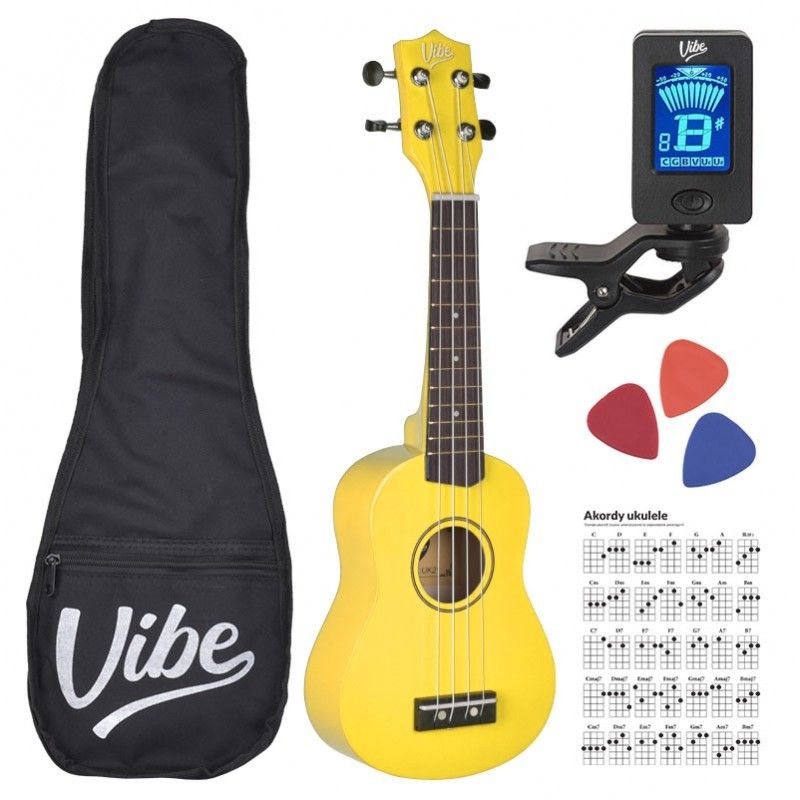 VIBE UK21 zestaw ukulele sopranowe żółte YELLOW
