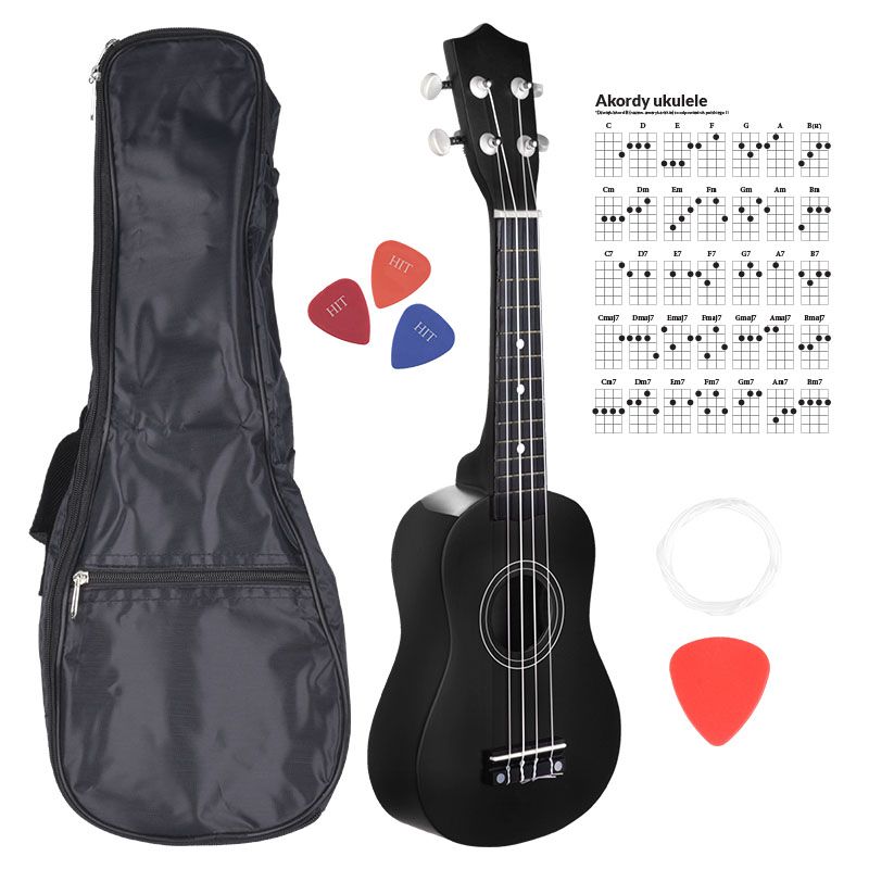 NN UK 01 BLACK ukulele sopranowe czarne pokrowiec