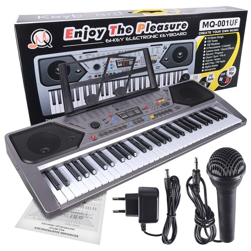 MQ 001 UF KEYBOARD klawisze organy z mikrofonem dla dzieci USB MP3 radio