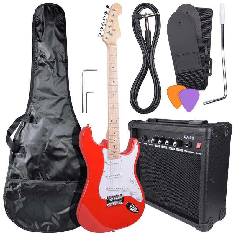 NN EG SET RED zestaw gitarowy gitara elektryczna stratocaster