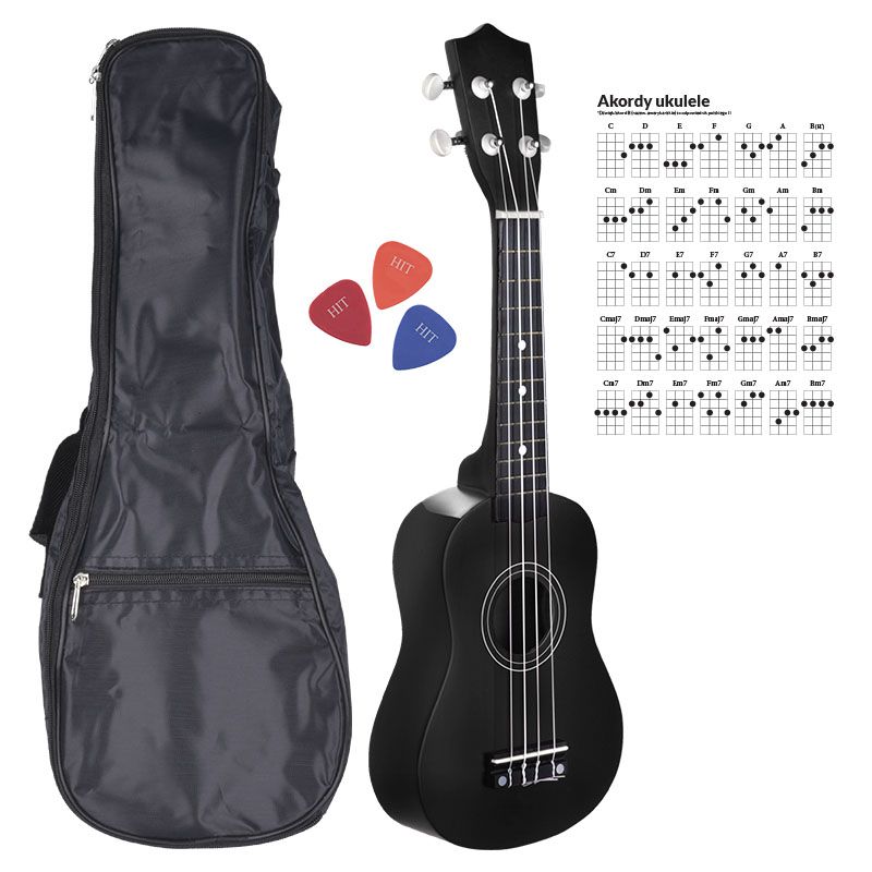NN UK 01 BLACK ukulele sopranowe czarne pokrowiec
