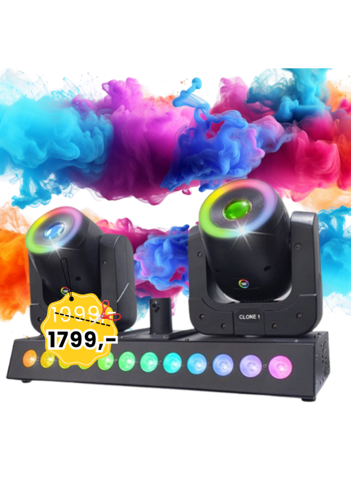 LIGHT4ME CLONE 1 efekt świetlny LED RGBW 2x głowica ruchoma wash oświetlenie sceniczne pilot