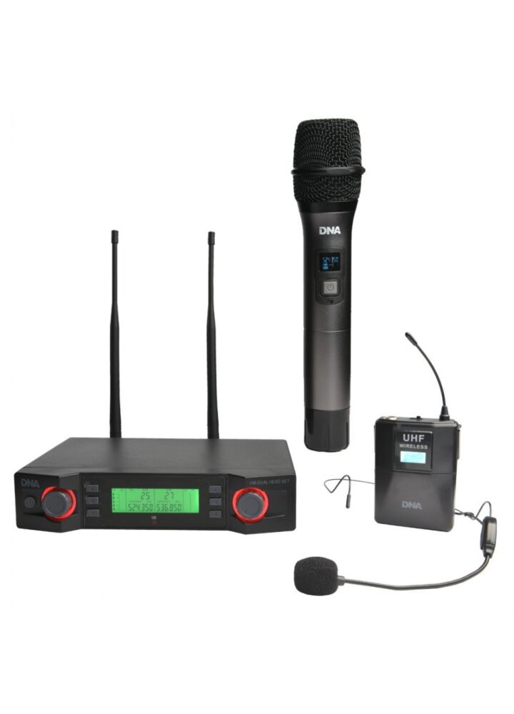 DNA VM - DUAL VOCAL HEAD SET mikrofon bezprzewodowy doręczny nadajnik nagłowny bodypack podwójny zestaw UHF 518-542 MHz