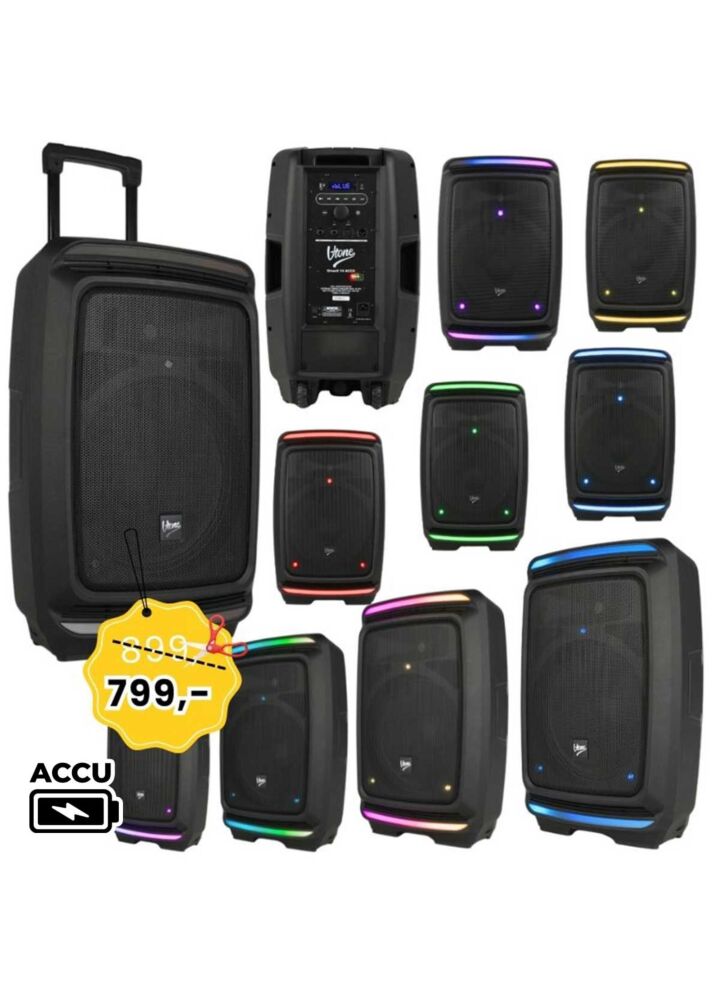 V-TONE OrionX 14 ACCU kolumna aktywna akumulatorowa czarna Bluetooth TWS USB AUX FM DSP wysuwana rączka kółka transportowe 135W RMS