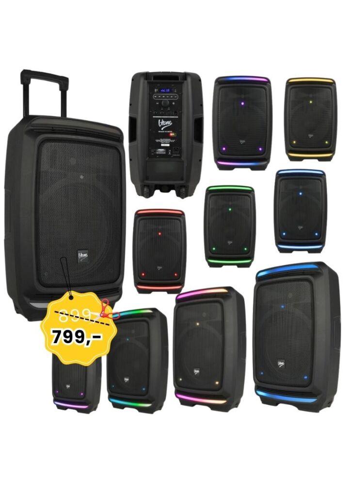 V-TONE OrionX 14 ACCU kolumna aktywna akumulatorowa czarna Bluetooth TWS USB AUX FM DSP wysuwana rączka kółka transportowe 135W RMS