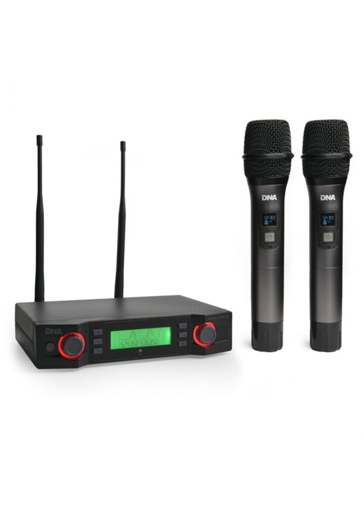 DNA VM - DUAL VOCAL SET mikrofon bezprzewodowy 2x nadajnik doręczny odbiornik system nagłośnienia UHF 518-542 MHz