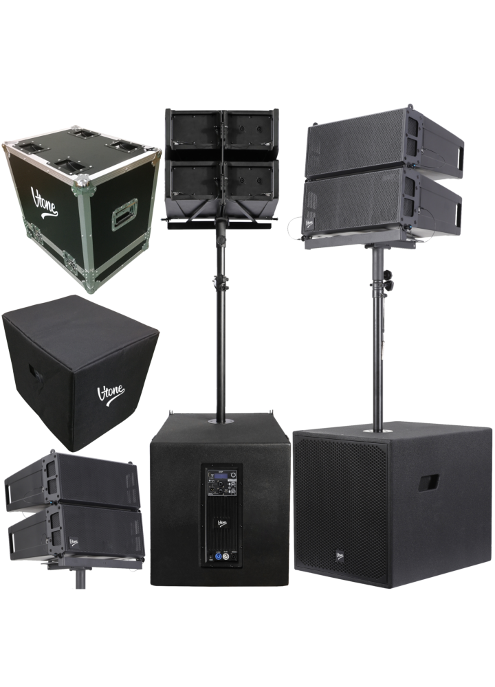 V-TONE LA 615 aktywny system nagłośnienia line array 1000W RMS Bluetooth TWS DSP AUX case pokrowiec opaski zaciskowe zestaw