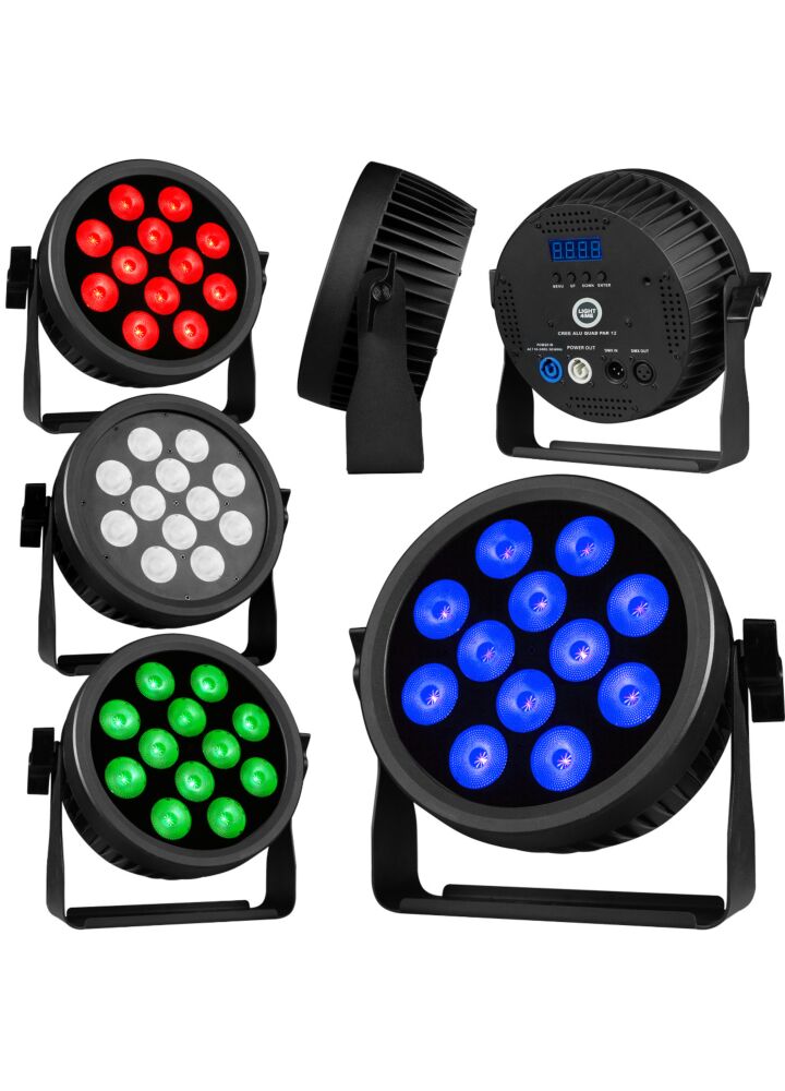 LIGHT4ME CREE ALU QUAD PAR 12 reflektor par oświetlenie sceniczne efekt świetlny 12x12W RGBW SMD LED 4w1