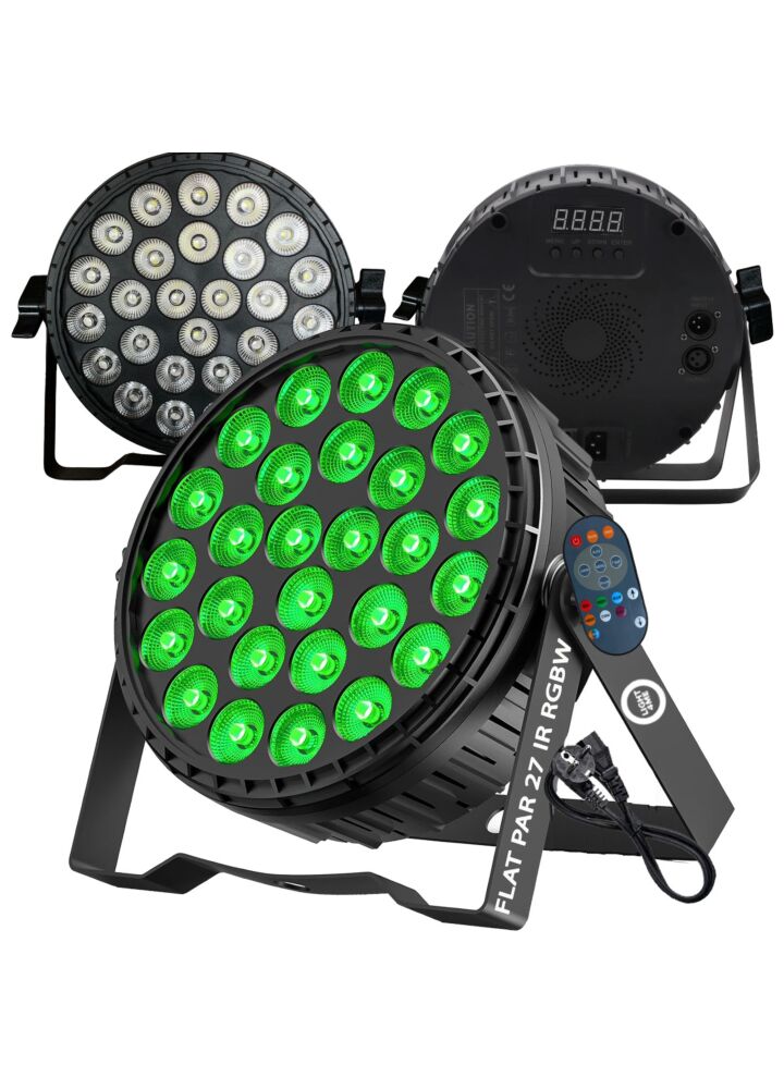 LIGHT4ME FLAT PAR 27 IR RGBW reflektor par oświetlenie sceniczne efekt świetlny LED pilot bezprzewodowy 27x6W RGBW LED 4w1