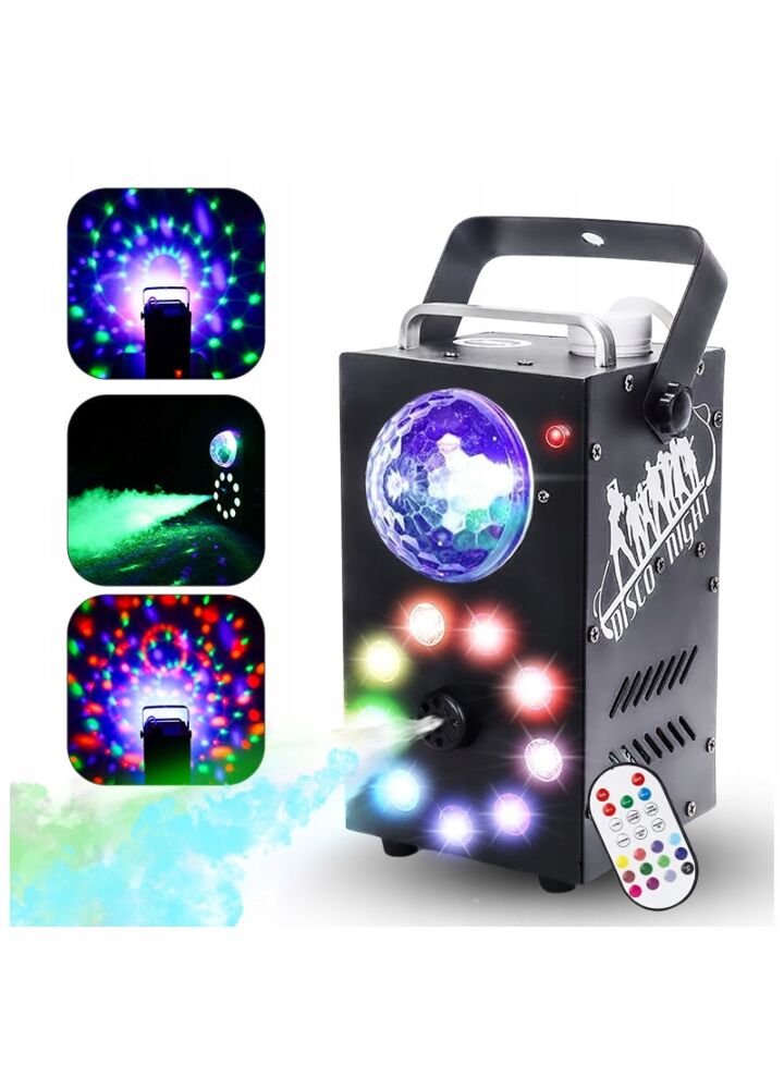 LIGHT4ME PARTY FOG 700W V2 generator wytwornica dymu mgły kula disco efekt świetlny RGB pilot bezprzewodowy uchwyt montażowy