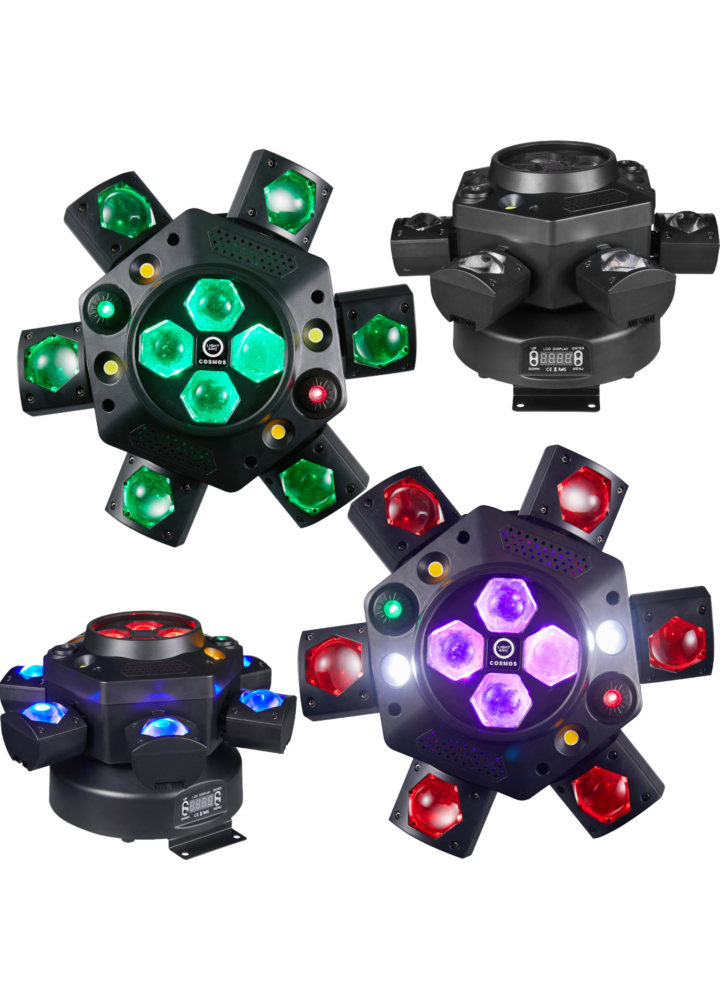LIGHT4ME COSMOS multiefekt świetlny LED RGBWA 6w1 efekt beam Bee Eye 2x laser R/G stroboskop W/A oświetlenie dyskotekowe klubowe DJ