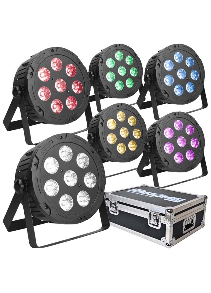 LIGHT4ME PENTA PAR 8x12W MKII RGBWA LED slim x 6 + case