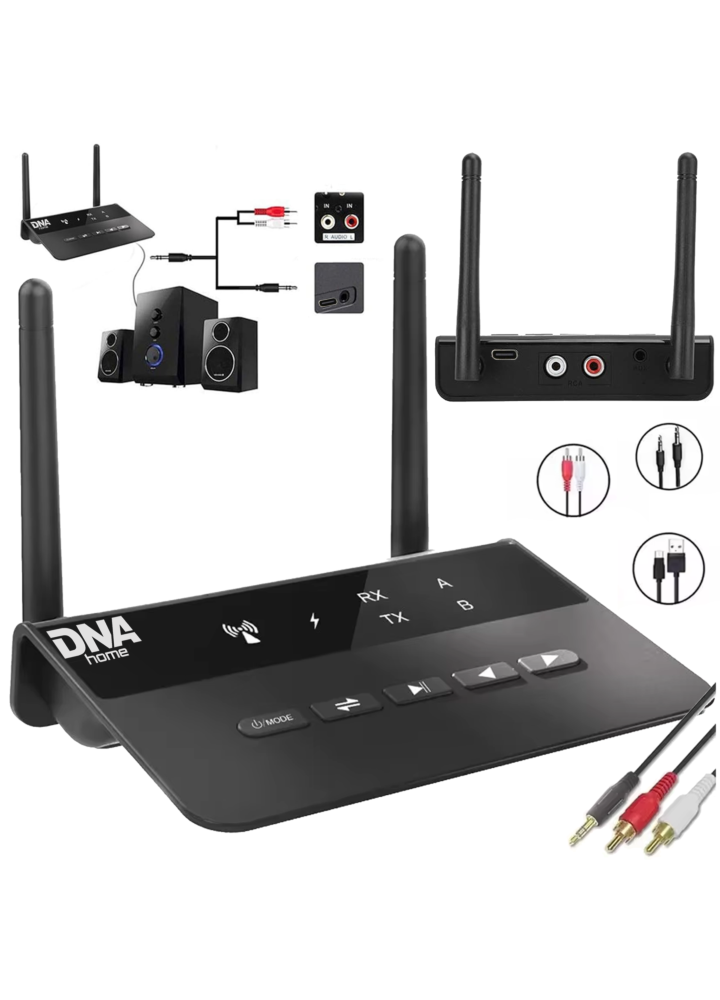 DNA HTVR system bezprzewodowej transmisji odbioru Bluetooth 5.0 nadajnik odbiornik adapter USB-C cinch RCA AUX zasięg do 80 m
