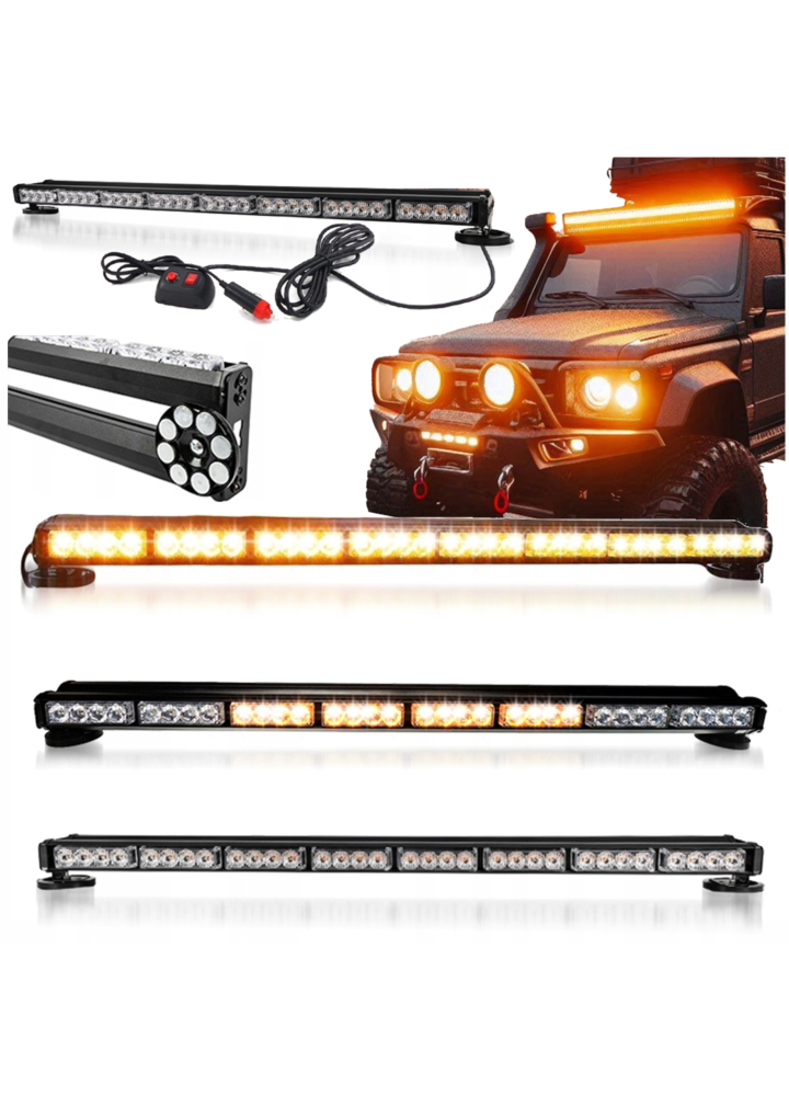 NN STB90 stroboskop pomarańczowy belka LED lampa ostrzegawcza na magnesy 12V 24V