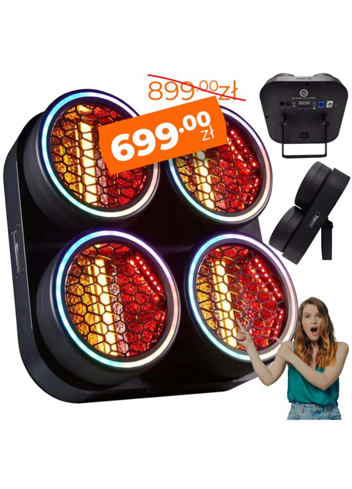 LIGHT4ME BLINDER LED 4 RING oświetlacz sceniczny oświetlenie estradowe efekt ring 4x30W WW LED COB + 252x0,2W RGB LED