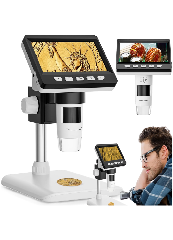 DH Kids DMS1 mikroskop cyfrowy zoom 1000x 2MP 8xLED USB-C wyświetlacz Full HD PC