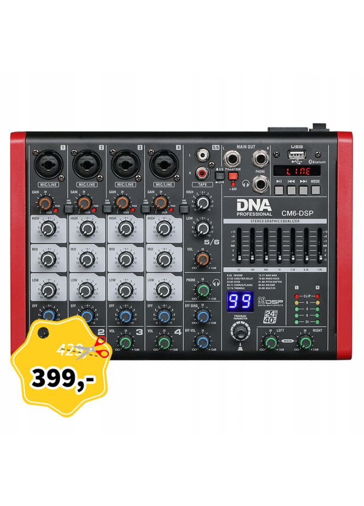 DNA CM6-DSP mikser audio USB MP3 Bluetooth Phantom
