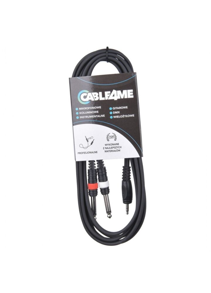 CABLE4ME kabel przewód mini jack 3,5 mm stereo – 2x jack mono 6,3 mm 3 m