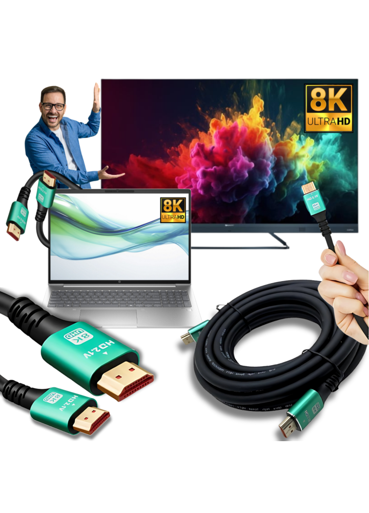 DNA HDMI 8K 2.1V przewód kabel 4K 144 Hz UHD 3D eARC 10 metrów pozłacane końcówki długi mocny solidny