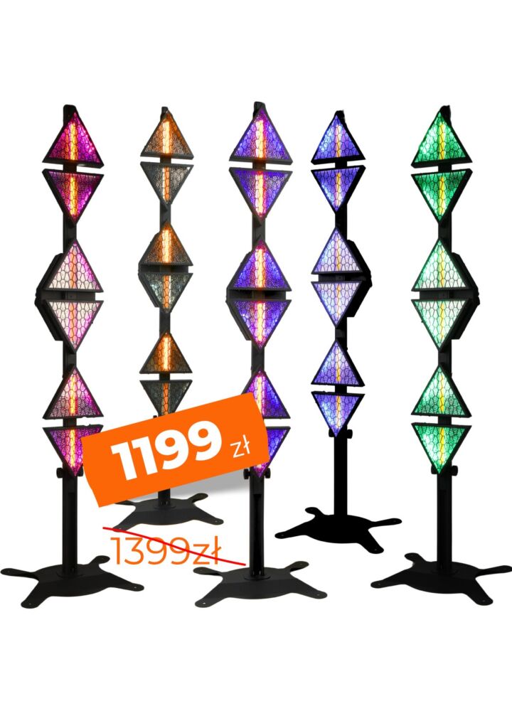EVOLIGHTS LUMEN ONE 6x60W WW + 96x0,5W RGB LED reflektor sceniczny retro oświetlenie estradowe vintage ciepła biel efekt tła