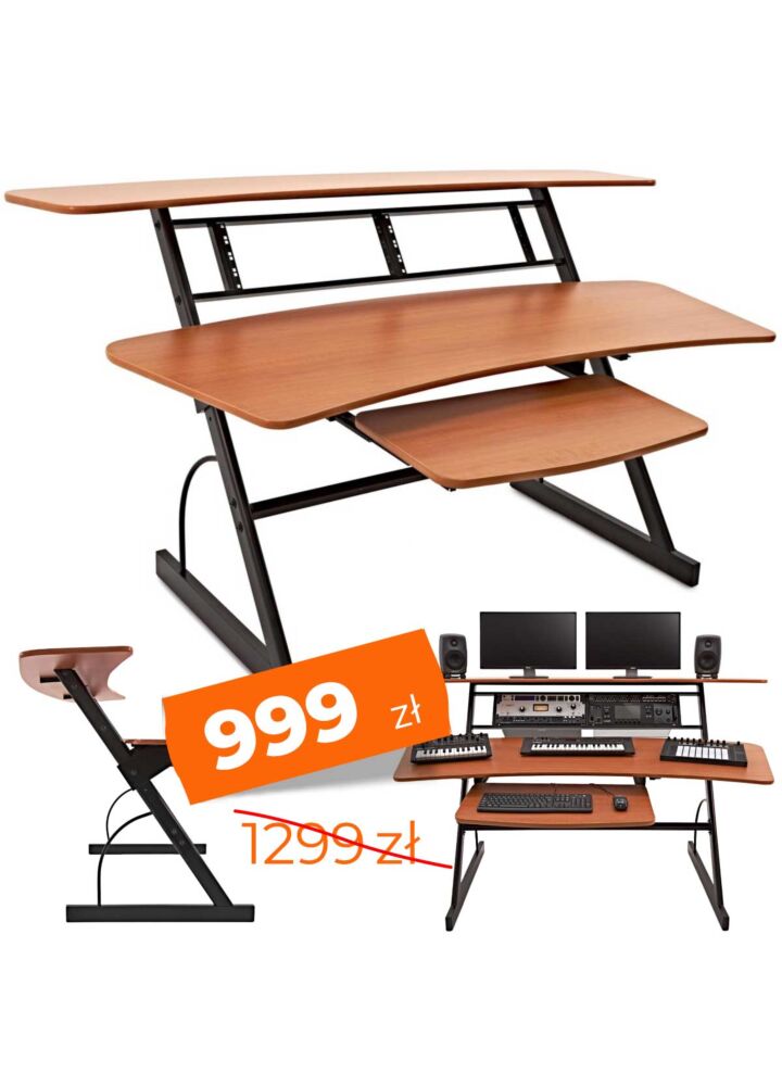 DNA SD1 biurko studyjne stanowisko robocze blat półka na sprzęt audio wysuwana półka na klawiaturę rack 2x4U 100 cm

