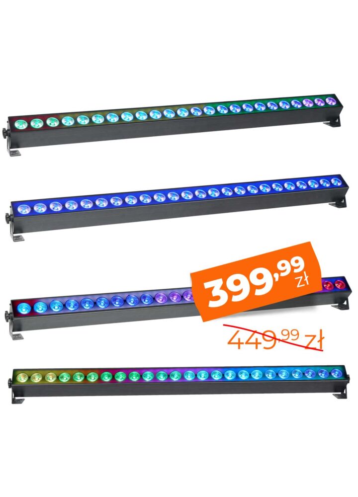 LIGHT4ME AURA PIXEL BAR 24x3W RGBW LED listwa oświetleniowa DMX efekt aura 96x0,2W RGB SMD 5050 dekoracja światłem 2x uchwyt montażowy