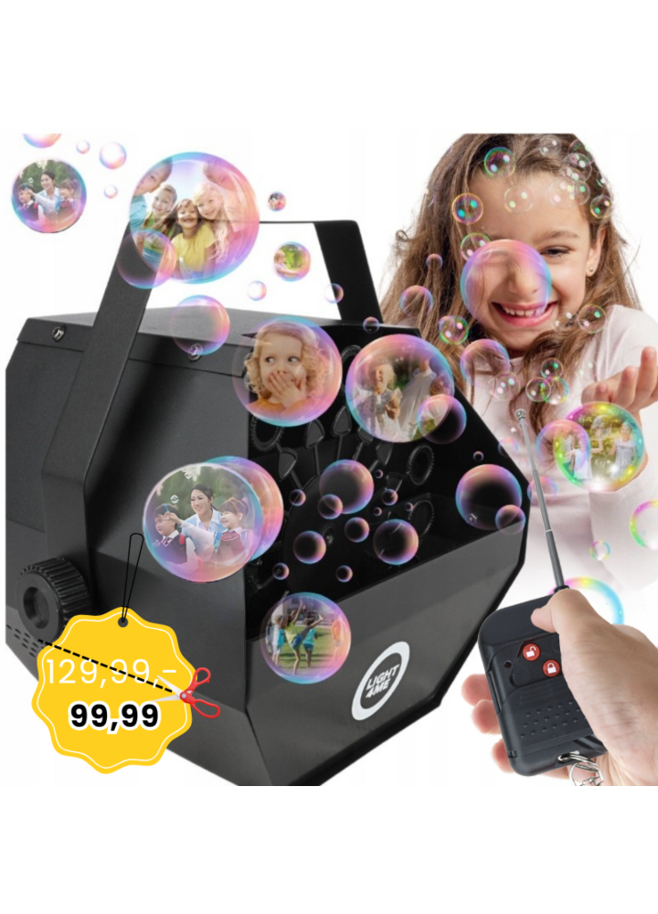 LIGHT4ME BM1 IR wytwornica baniek mydlanych wydajna pilot na podczerwień