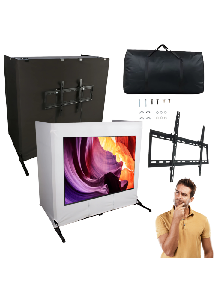 DNA DJ TV SCREEN stół stanowisko DJ uchwyt do telewizora 2 blaty czarna biała osłona pokrowiec do 70 kg