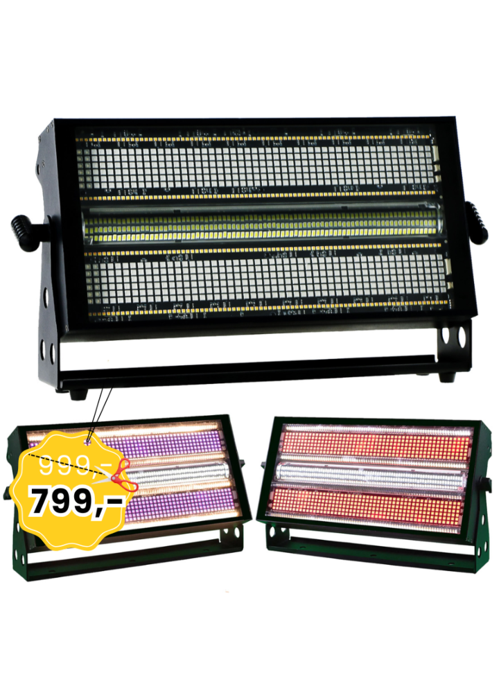 LIGHT4ME AURORA STROBE stroboskop oświetlenie sceniczne efekt świetlny LED 560x1W CW/A + 600x0,2W RGB