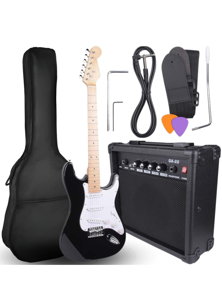 NN EG SET BK zestaw gitarowy gitara elektryczna stratocaster