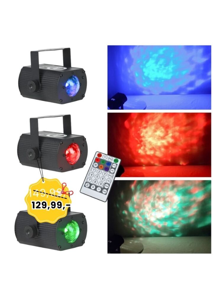 LIGHT4ME WATER WAVE efekt oświetleniowy projektor 3W RGB LED pilot bezprzewodowy uchwyt montażowy
