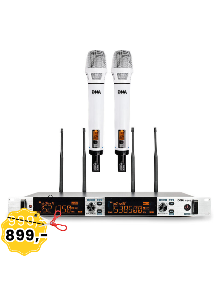 DNA PSV 2 mikrofon bezprzewodowy 2x nadajnik doręczny system nagłośnienia UHF 518-542 MHz