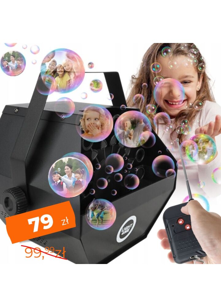LIGHT4ME BM1 IR wytwornica baniek mydlanych wydajna pilot na podczerwień