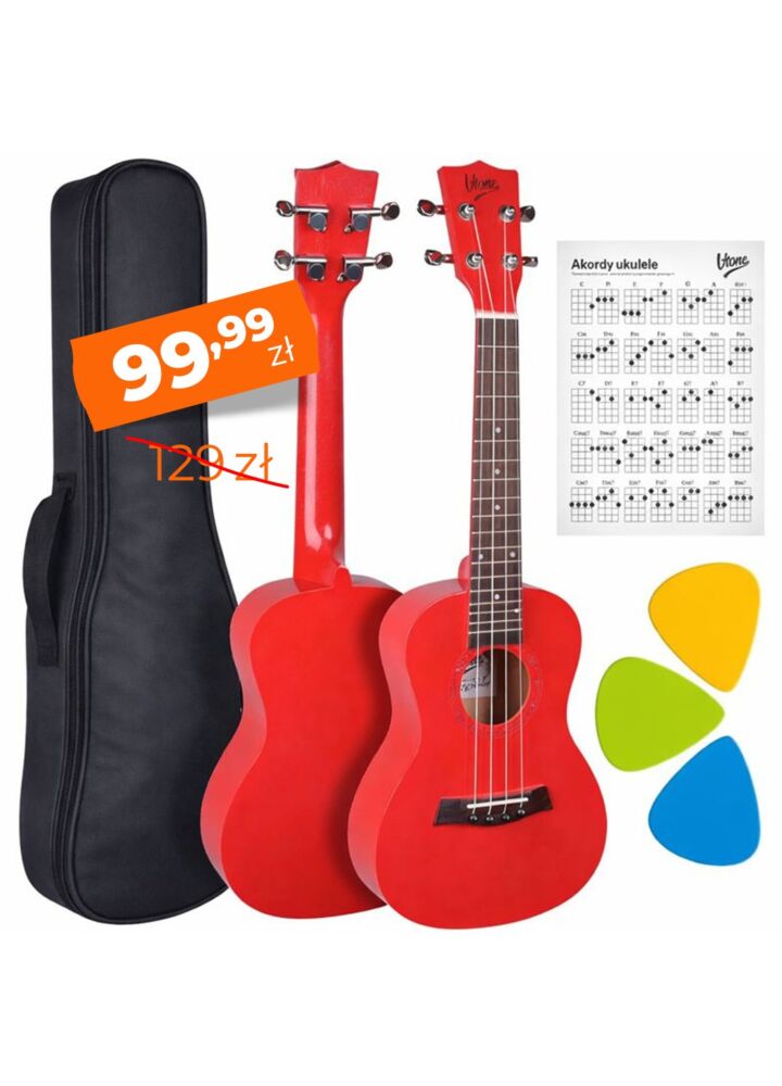 V-TONE UK23 RD ukulele koncertowe akustyczne 23" czerwone + pokrowiec