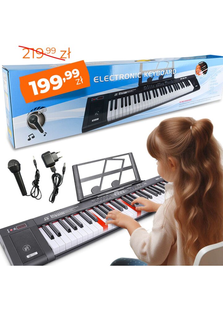 MQ 6151L KEYBOARD edukacyjny podświetlane klawisze organy dla dzieci do nauki gry mikrofon