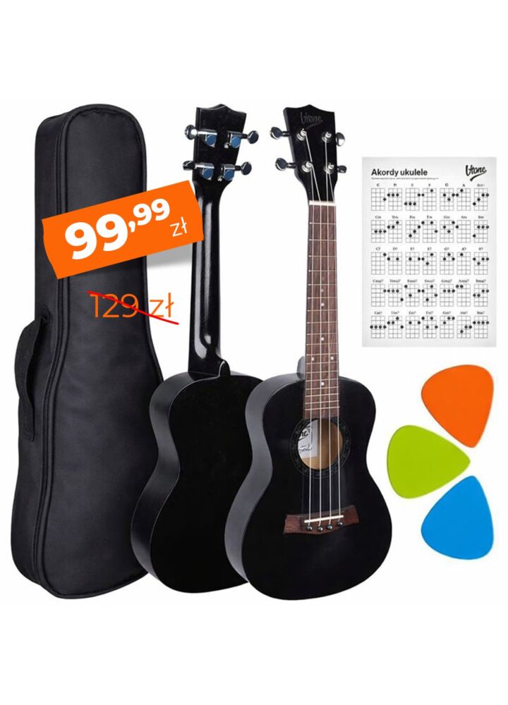 V-TONE UK23 BK ukulele koncertowe akustyczne 23" czarne + pokrowiec