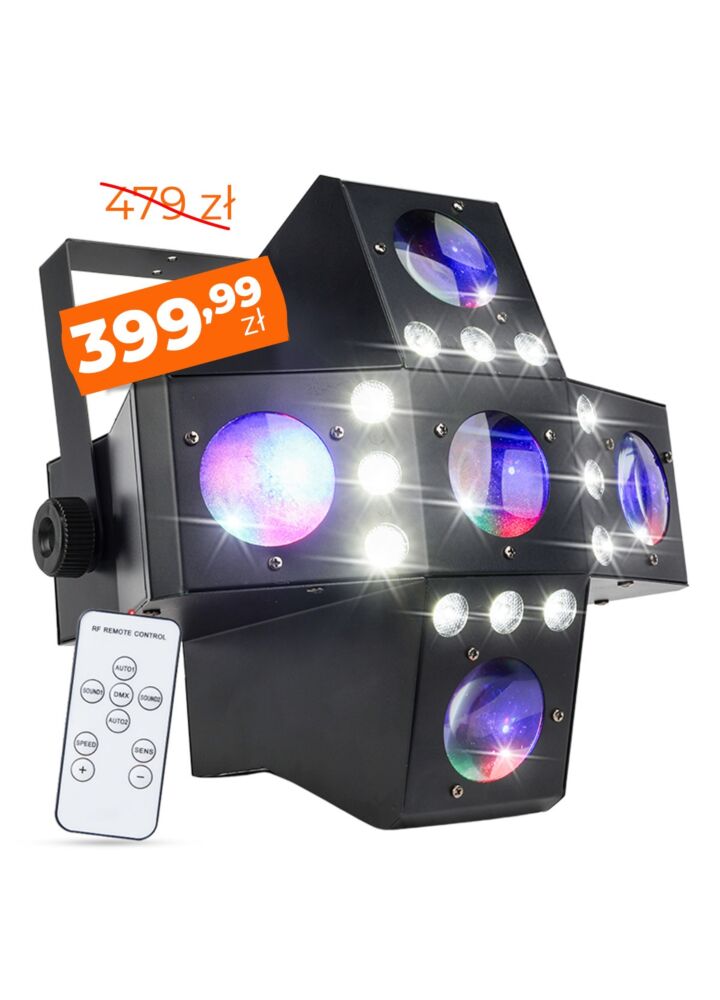 LIGHT4ME BEAMSTORM efekt świetlny LED RGBA-W dynamiczne oświetlenie na imprezę pilot