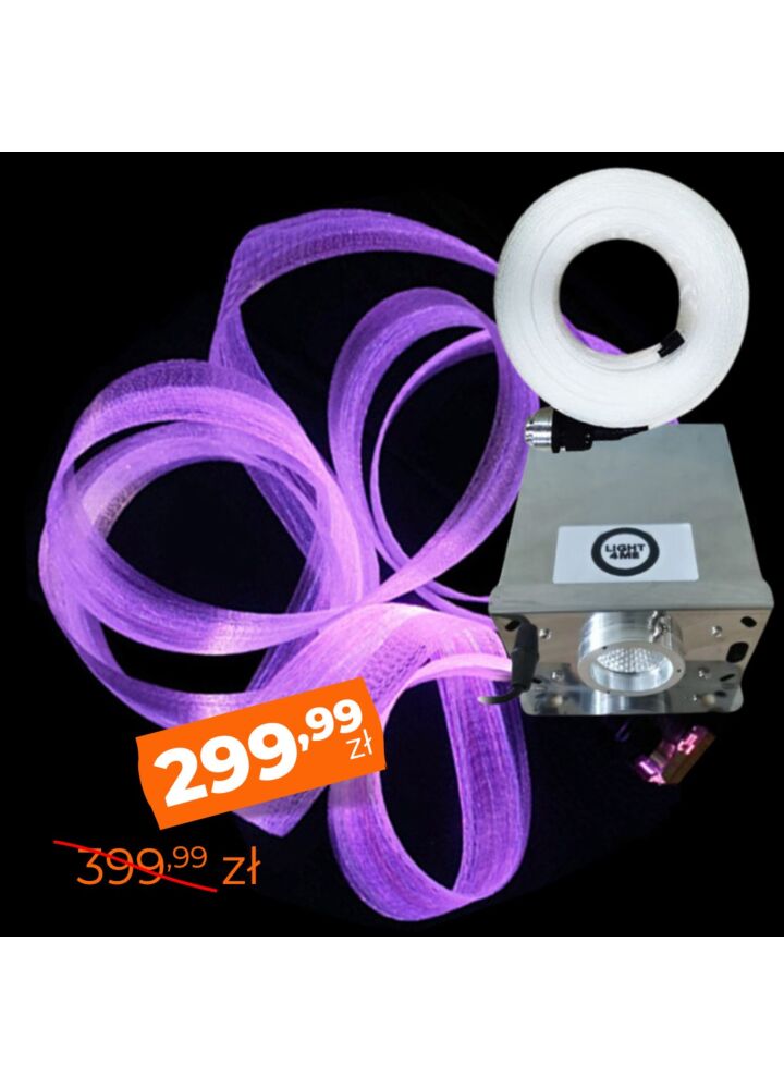 LIGHT4ME FIBRE 10 dekoracyjna siatka światłowodowa kurtyna 10 m + podświetlacz LED RGB 45W IP65 dekoracja światłem