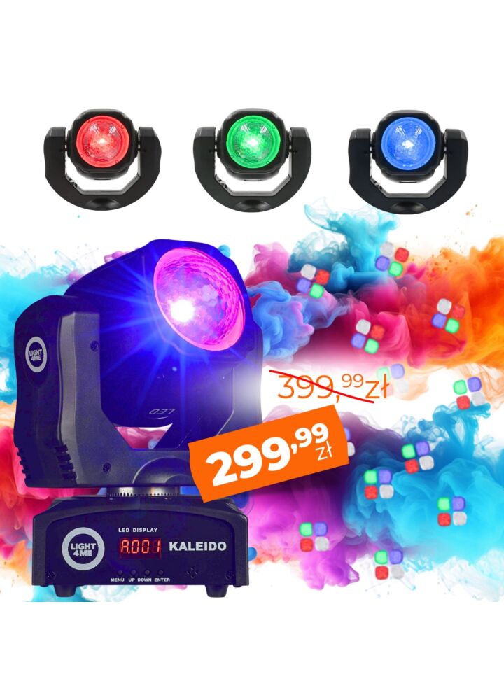 LIGHT4ME KALEIDO głowica ruchoma FX oświetlenie sceniczne DMX 10W RGBW LED uchwyt montażowy omega