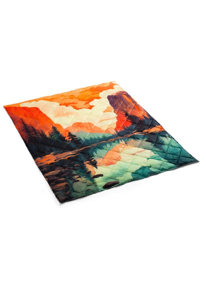 DH Garden Koc Czerwona Rzeka 135x175 cm pikowany miękki gruby ciepły peleryna worek z paskiem